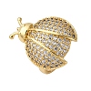 Brass Micro Pave Cubic Zirconia Adjustable Open Cuff Rings for Women RJEW-A072-01C-G-4