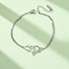 Brass Micro Pave Clear Cubic Zirconia Cable Chain Double Layers Bracelets BJEW-C155-02P-2