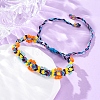 Flower Glass Seed Beaded Braided Bead Bracelets for Women Frineds BJEW-F493-10C-1