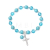 Cross Alloy Rhinestone Charm Bracelets BJEW-JB12882-01-2