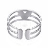 Non-Tarnish 304 Stainless Steel Initial Letter V Open Cuff Ring RJEW-T023-42P-2