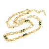 7MM Brass Pave Cubic Zirconia Figaro Chain Necklaces NJEW-D324-05G-03-3