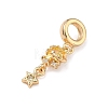 Brass Pave Gold Cubic Zirconia European Dangle Charms KK-K407-37G-01-2