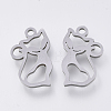 Tarnish Resistant 201 Stainless Steel Kitten Pendants STAS-S110-048P-1