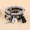 Bohemin Style Natural Moon and Star Xingyue Bodhi Beads Stretch Bracelet Set WG2BA1D-04-1