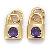 Brass Micro Pave Cubic Zirconia Pendants KK-P192-09-G08-1