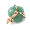 Natural Green Aventurine Copper Wire Wrapped Pendants PALLOY-JF03309-03-4