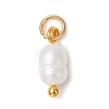 Natural Cultured Freshwater Pearl Potato Charms with Brass Jump Rings PALLOY-JF04176-01-3