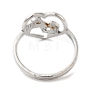 304 Stainless Steel Heart with Horse Adjustable Ring for Women RJEW-M149-20P-2