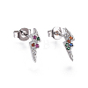 Brass Micro Pave Cubic Zirconia Flash Crawler Stud Earrings EJEW-F201-03P-1