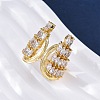 Brass Micro Pave Clear Cubic Zirconia Cuff Rings for Women RJEW-A062-02G-5