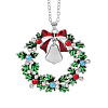 Christmas Wreath & Christmas Bell Alloy Colorful Rhinestone Pendant Necklaces WG06691-08-3