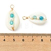 Faceted Round Natural Agate(Dyed & Heated) & Pearl Copper Wire Wrapped Pendants PALLOY-JF05538-3