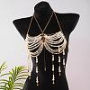 Alloy Sea Horse Imitation Pearl Round Beaded Layered Tassel Body Chest Chains WGA0E03-01-1