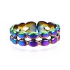 304 Stainless Steel Oval Beaded Cuff Ring RJEW-N038-080-2