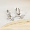 Brass Clear Cubic Zirconia Airplane Hoop Earrings HG3511-2-1