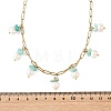 Natural Amazonite Chip and Pearl Tassel 304 Stainless Steel Paperclip Chain Necklaces for Women NJEW-JN06528-03-4