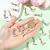 20Pcs Alloy K5 Glass Bird Pendant Decorations HJEW-YW00257-5