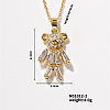 Brass Rhinestone Bear Pendant Necklaces for Women RX9278-3-1