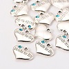 Wedding Theme Antique Silver Tone Tibetan Style Heart with Bride to Be Rhinestone Charms TIBEP-N005-10C-2