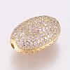 Brass Micro Pave Cubic Zirconia Beads KK-P116-21G-1