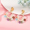 Natural Amethyst & Green Aventurinee & Red Jasper & Howlit & Sunstone & Rose Quartz & Magnesite and Glass Beads Braided Dangle Earrings EJEW-MZ00787-1