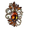 Flower with Oval Golden Alloy Rhinestone Brooches for Backpack Clothes PW-WG4AA4A-05-1