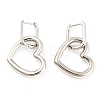 Rack Plating Brass Heart Dangle Hoop Earrings EJEW-K245-32P-1