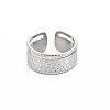 304 Stainless Steel Hammered Open Cuff Ring for Women RJEW-S405-221P-1