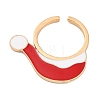 Christmas Theme Alloy Enamel Open Cuff Ring RJEW-C106-02D-KCG-2