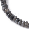 Natural Black Labradorite Rondelle Beaded Stretch Bracelets BJEW-JB09980-05-3