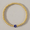 Golden Brass Round Beads Stretch Bracelets ZL1775-1-1