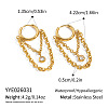 304 Stainless Steel Pave Cubic Zirconia Tassel Hoop Earrings for Women WB3830-6