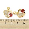 Brass Micro Pave Red Cubic Zirconia Pendants ZIRC-P115-05G-3