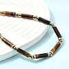 Natural Tiger Eye & Synthetic Non-magnetic Hematite Column Beaded Necklaces with 304 Stainless Steel End Chains NJEW-K301-01B-2