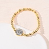 Brass Round Beads Stretch Bracelets for Women BJEW-H640-03A-GP-1