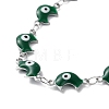 Moon with Evil Eye Enamel Link Chain Necklace NJEW-G117-02P-3