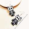 Cat Shape with Skeleton Acrylic Dangle Earrings FS-WG9EDFB-02-1