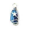 2Pcs Electroplated Natural Quartz Crystal Dyed Copper Wire Wrapped Pendants PALLOY-JF03169-02-3