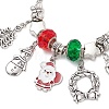 Christmas Theme Glass & Alloy European Beads Bracelets for Women BJEW-JB11198-02-3