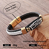 Vintage Two Tone Braided PU Leather Cord 9-Eye Tibetan Style dZi Rice Beads Bracelets UA9216-4-1
