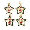 Christmas Themed Brass Micro Pave Cubic Zirconia Pendants X-ZIRC-L101-05G-2
