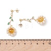 Flower 304 Stainless Steel Cubic Zirconia Dangle Stud Earrings EJEW-TA00800-01-4