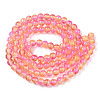 Two-Tone Crackle Baking Painted Transparent Glass Beads Strands CCG-T004-8mm-07-3