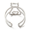 304 Stainless Steel Hollow Cat Open Cuff Ring RJEW-F149-02P-3
