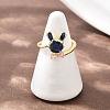 Bunny & Bowknot Brass Micro Pave Cubic Zirconia Cuff Rings for Women RJEW-A088-10G-03-3