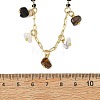 Gemstone Chip Tassel Brass Enamel Beaded Chain Necklaces NJEW-JN06693-4