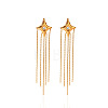 304 Stainless Steel Pave Clear Cubic Zirconia Star Tassel Earrings for Women WG0B521-01-2