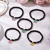 Round Natural Lava Rock Beads Stretch Bracelets for Women BJEW-JB11401-1