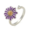 Daisy Enamel Rotatable Cuff Rings for Women RJEW-M016-05P-2